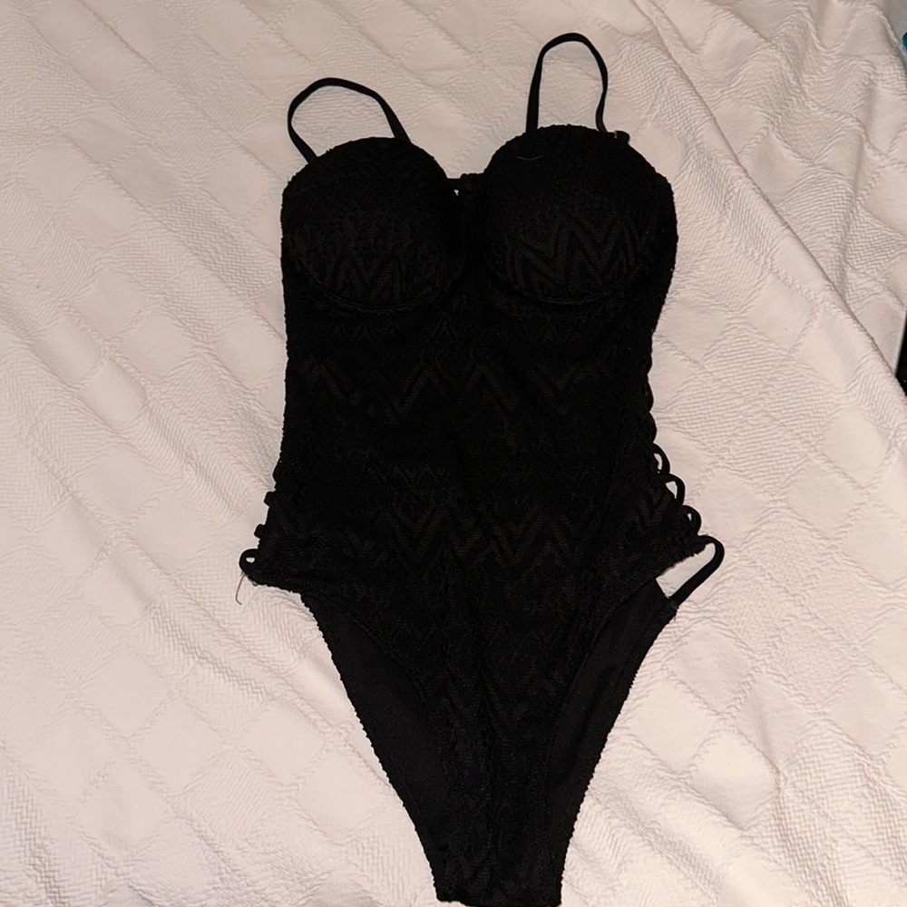 Black lace swim suit